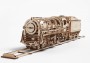 Dřevěné 3D mechanické puzzle - parní lokomotiva s tendrem