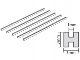 Tamiya Plastic Beams – plastový H-profil 3mm, délka 400 mm (5 ks)