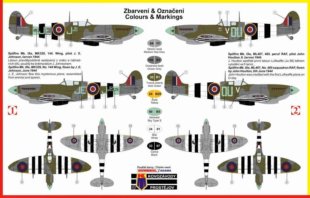 Model Spitfire Colours Kovozávody Prostějov 1:72 Supermarine Spitfire Mk.IXe ″in RAF Service ...