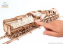 Dřevěné 3D mechanické puzzle – parní lokomotiva V-Expres s tendrem