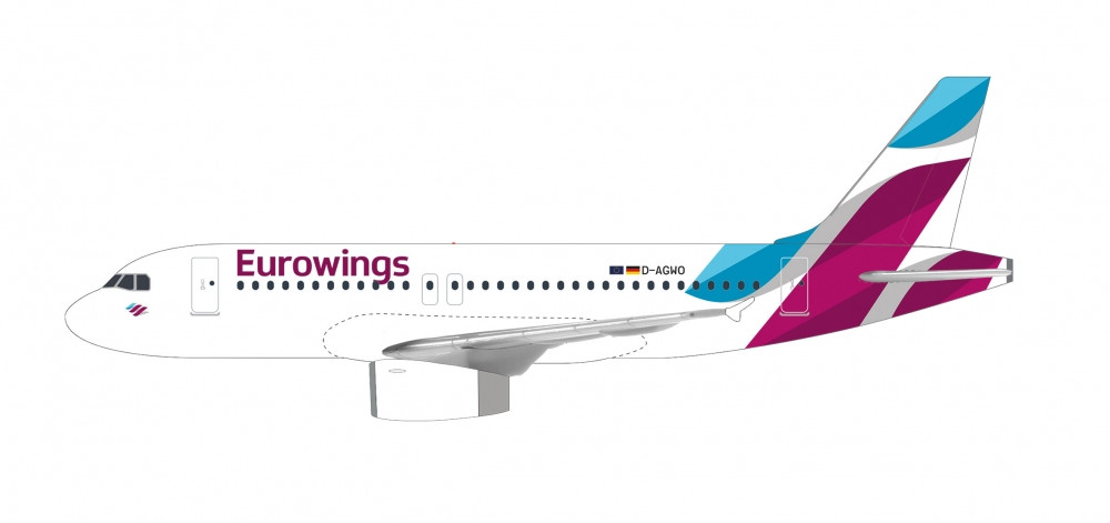Avion Airbus A319 Eurowings - HERPA 1/200 - Plastique - Occasion