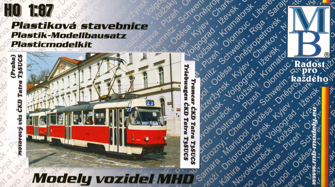 1:87 Stavebnica električky ČKD Tatra T3SUCS, DP Praha (retro 23) Epocha VI