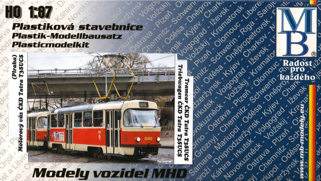 1:87 Stavebnica električky ČKD Tatra T3M.DVC2, DP Praha, Epocha VI