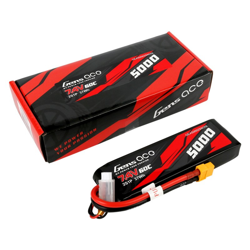 Batterie Lipo 2S Gens ace 2200mAh 7.4V 60C 2S1P prise XT60