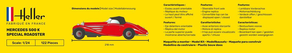 Maquette Heller Mercedes-Benz 500 Special Roadster – 1/24 – Neuve – France