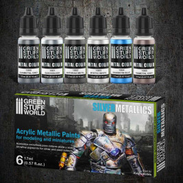 Metallic Paints Set – Silver (6× 17 ml)