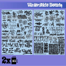 Waterslide Decals – Train and Street Graffiti Mix (Black)