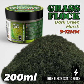 Static Grass Flock 9–12 mm – modelářský posyp mokřad tmavý (200 ml)