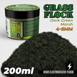 Static Grass Flock 4–6 mm – modelářský posyp mokřad tmavý (200 ml)