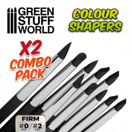 Silikonové štětce Colour Shapers Black Firm Combo, velikost 0 & 2 (10 ks)