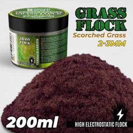 Static Grass Flock 2–3 mm – modelářský posyp spálená hnědá tráva (200 ml)