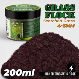 Static Grass Flock 4–6 mm – modelářský posyp spálená hnědá tráva (200 ml)