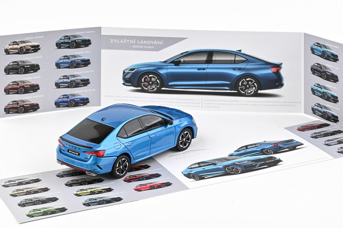 1:43 Škoda Octavia IV RS (2020) – modrá Ocean metalíza