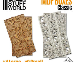Classic Wood Crates – dřevěné přepravky (4× velká, 2× malá)