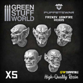 Puppetswar Resin Vampire Heads – resinové upíří hlavy (5 ks)