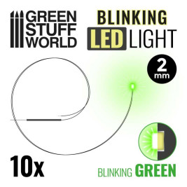 LED diode flashing green 2mm (10 pcs)