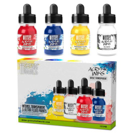 Acrylic Inks Set – Basic Transparent (4× 30 ml)