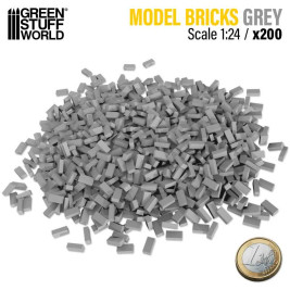 Miniature Bricks – keramické cihly šedé 1:24 (200 ks)