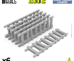 3D Printed Large Wooden Ladders 1:48-1:35 - 3D tištěné velké dřevěné žebříky (6 ks)