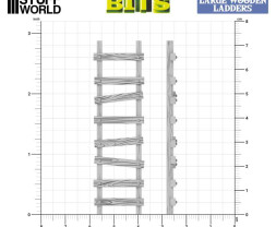 3D Printed Large Wooden Ladders 1:48-1:35 - 3D tištěné velké dřevěné žebříky (6 ks)