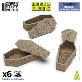 3D Printed Dungeon Wooden Coffins 1:48 (3 pcs)