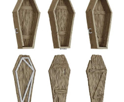 3D Printed Dungeon Wooden Coffins 1:48 - 3D tištěné dřevěné rakve (3 ks)