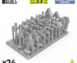 3D Printed Trench Wooden Crosses 1:48-1:35 - 3D tištěné dřevěné kříže (24 ks)