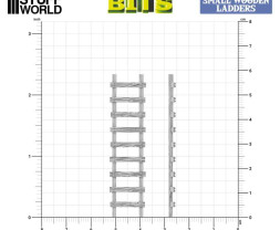 3D Printed Small Wooden Ladders 1:48-1:35 - 3D tištěné malé dřevěné žebříky (6 ks)