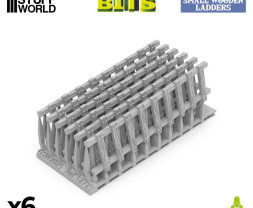 3D Printed Small Wooden Ladders 1:48-1:35 - 3D tištěné malé dřevěné žebříky (6 ks)