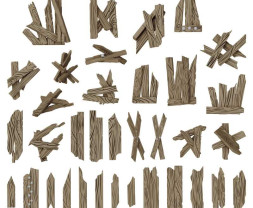 3D Printed Set Broken Wood Planks – 3D tištěné poškozené dřevěné plaňky (35 ks)