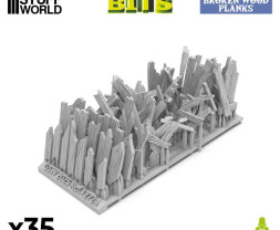 3D Printed Set Broken Wood Planks – 3D tištěné poškozené dřevěné plaňky (35 ks)