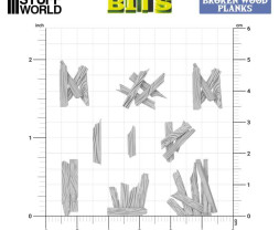 3D Printed Set Broken Wood Planks – 3D tištěné poškozené dřevěné plaňky (35 ks)