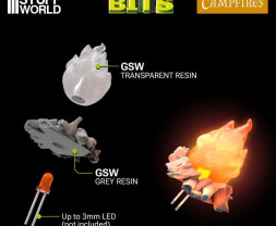 3D Printed Set Campfires for 3mm LEDs – 3D tištěná ohniště pro 3mm LED (5 ks)