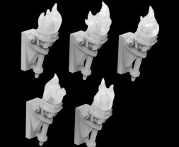 3D Printed Set Wall Torches for 3mm LEDs – 3D tištěné nástěnné louče pro 3mm LED (5 ks)