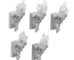 3D Printed Set Wall Torches for 3mm LEDs – 3D tištěné nástěnné louče pro 3mm LED (5 ks)