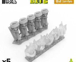 3D Printed Set Wall Torches for 3mm LEDs – 3D tištěné nástěnné louče pro 3mm LED (5 ks)