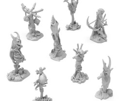 3D Printed Set Dark Skull Totems – 3D tištěné temné lebky (8 ks)