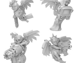 3D Printed Set Cyber Cherubs Servitors – 3D tištění kybernetičtí cherubové (4 ks)