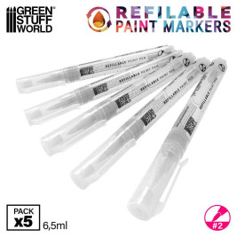 Green Stuff World Refillable Markers, Tip Size #2 (5 pcs)