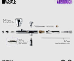 Dvojčinná stříkací airbrush pistole Gaahleri Premium GHPM-Mobius s tryskou 0,3 mm