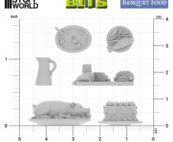 3D Printed Set Banquet Food – 3D slavnostní tabule (20 ks)