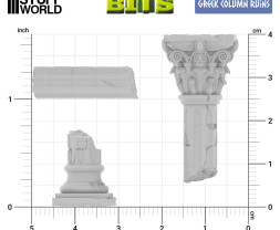 3D Printed Set Greek Column Ruins (14 pcs)