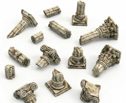 3D Printed Set Greek Column Ruins (14 pcs)