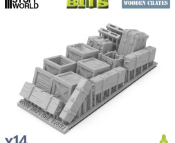 3D Printed Set Wooden Food Crates (14 pcs)