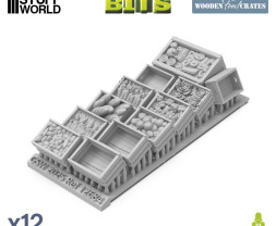 3D Printed Set Wooden Food Crates (12 pcs)