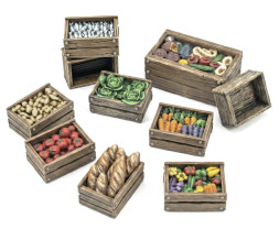 3D Printed Set Wooden Food Crates (12 pcs)