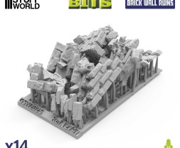 3D Printed Set Stone Wall Ruins (14 pcs)