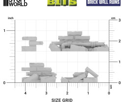 3D Printed Set Stone Wall Ruins (14 pcs)