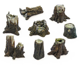 3D Printed Set Medium Tree Stumps – (8 pcs)