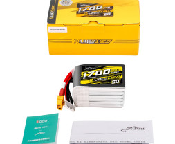 Gens ace LiPo Tattu R-Line V6 - 6S 1700mAh 22.2V 6S1P SQ (160C) XT60 Plug